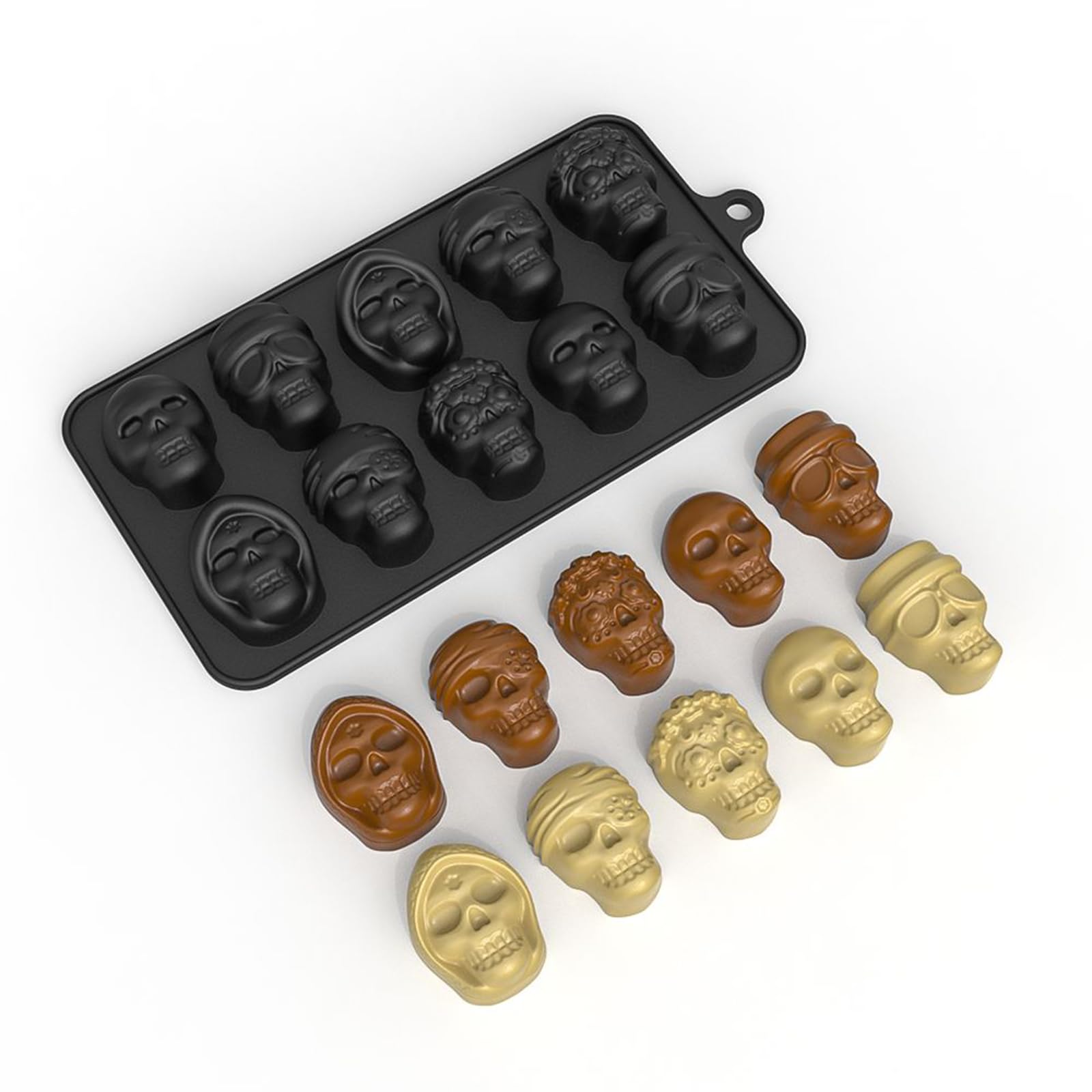 Joyeee Skull Silicone Mold, Chocolate Candy Molds for Crayon Jelly Fondant Resin Biscuit
