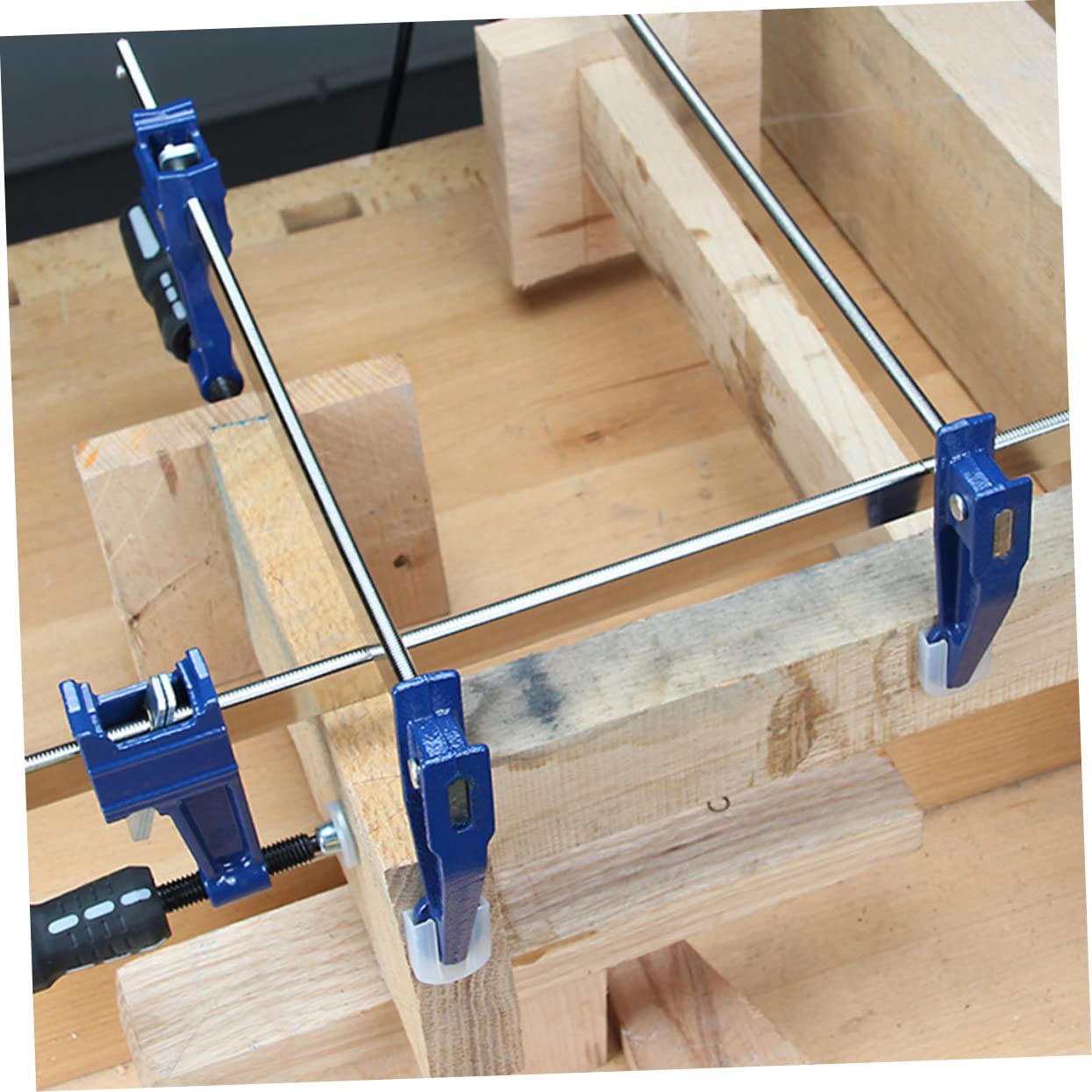 Abrazadera F para Carpintería de Acero y Plástico Azul | Diseño Ergonómico y Tacto Cómodo, Sujeción Estable, Amplia Gama de Aplicaciones para Carpinteros