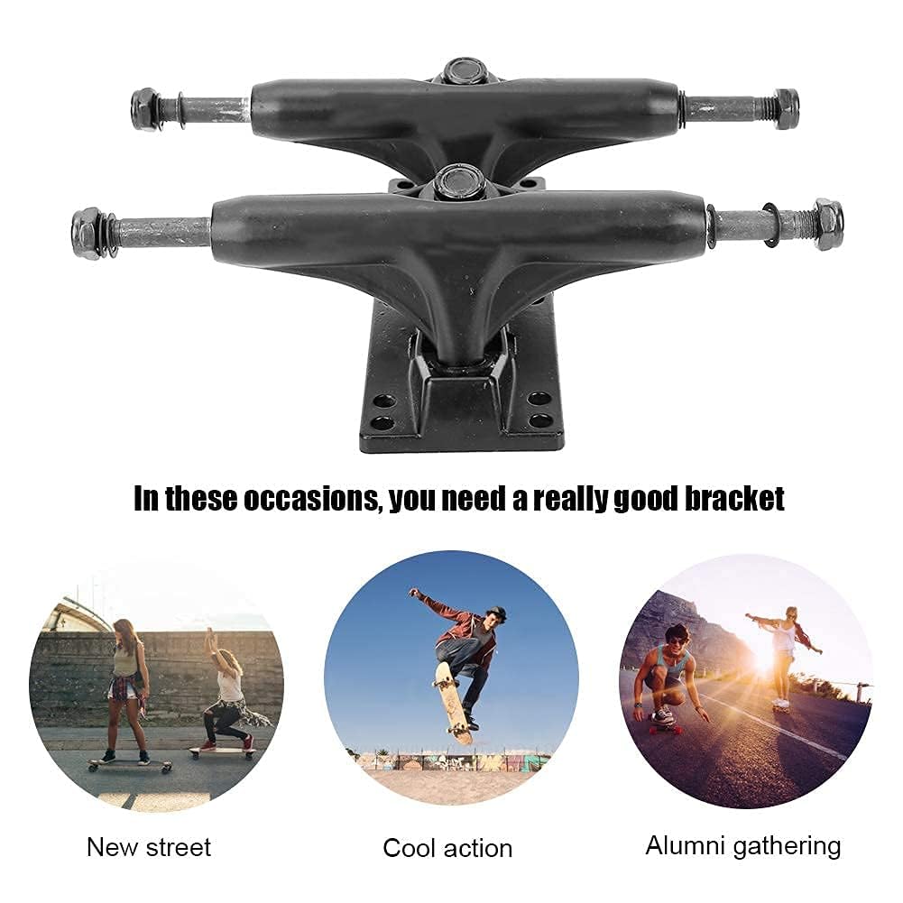 Alomejor 1 Paire de Skateboard Trucks 4-8 Pouces Rayures Skateboard Cendres polies Tonnerre Trucks pour Skateboard Noir