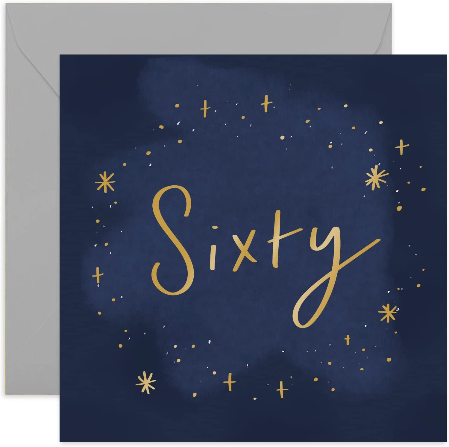 Old English Co. Stars 60th Birthday Card - Stylish Gold Foil Sixtieth Celebrations Greeting Card for Her or Him | Sixty Card For Men and Women | Blank