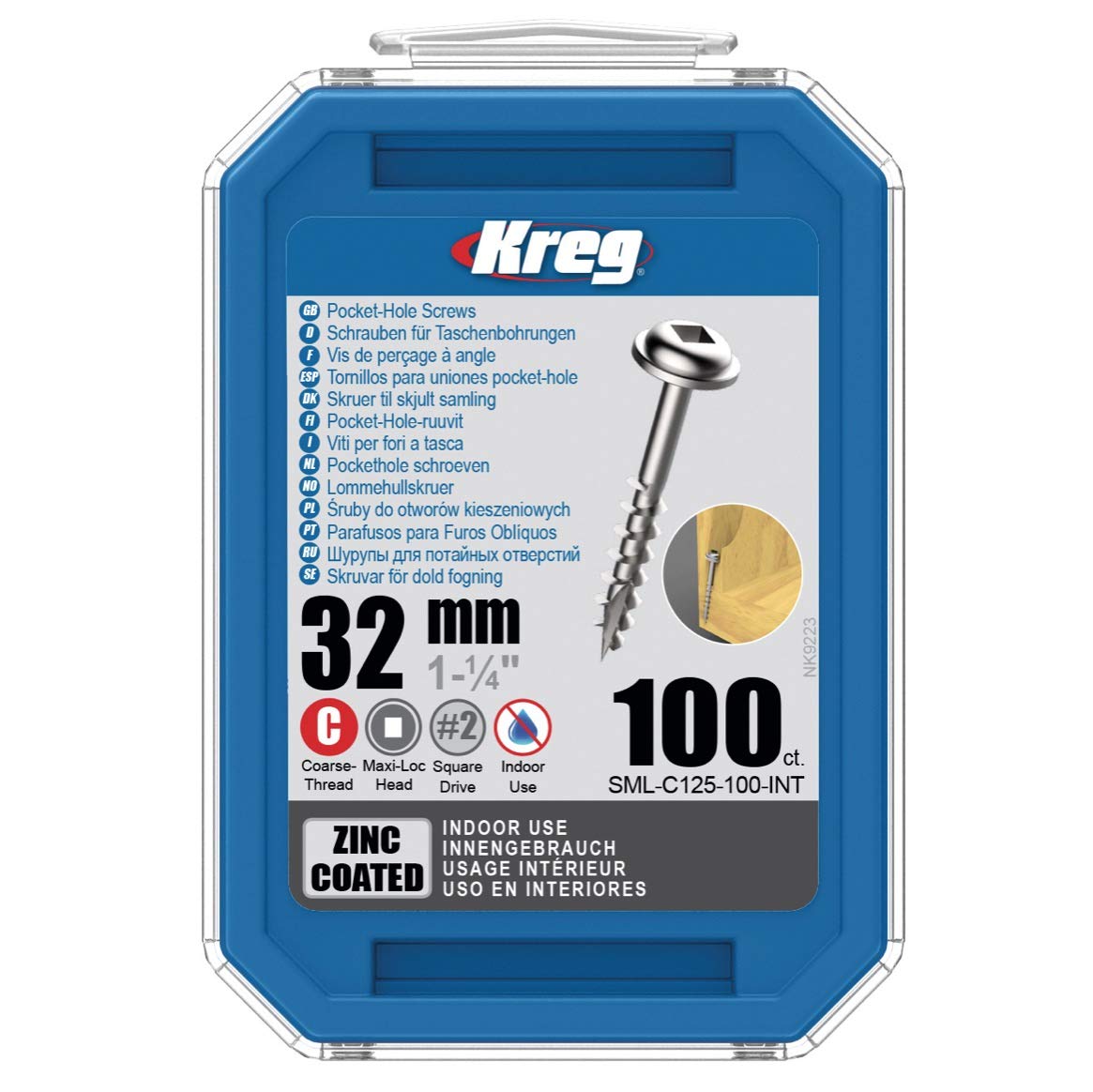 Kreg SML-C125-100 Kreg Pocket Hole Screws - 32mm / 1-1/4"" x 8 Coarse, Washer-Hea