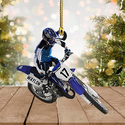 Miniatura 4 de Adorno acrílico personalizado para motocross, adorno de Navidad de moto de cross 2023, adorno de jugador de motocross, decoración de árbol de