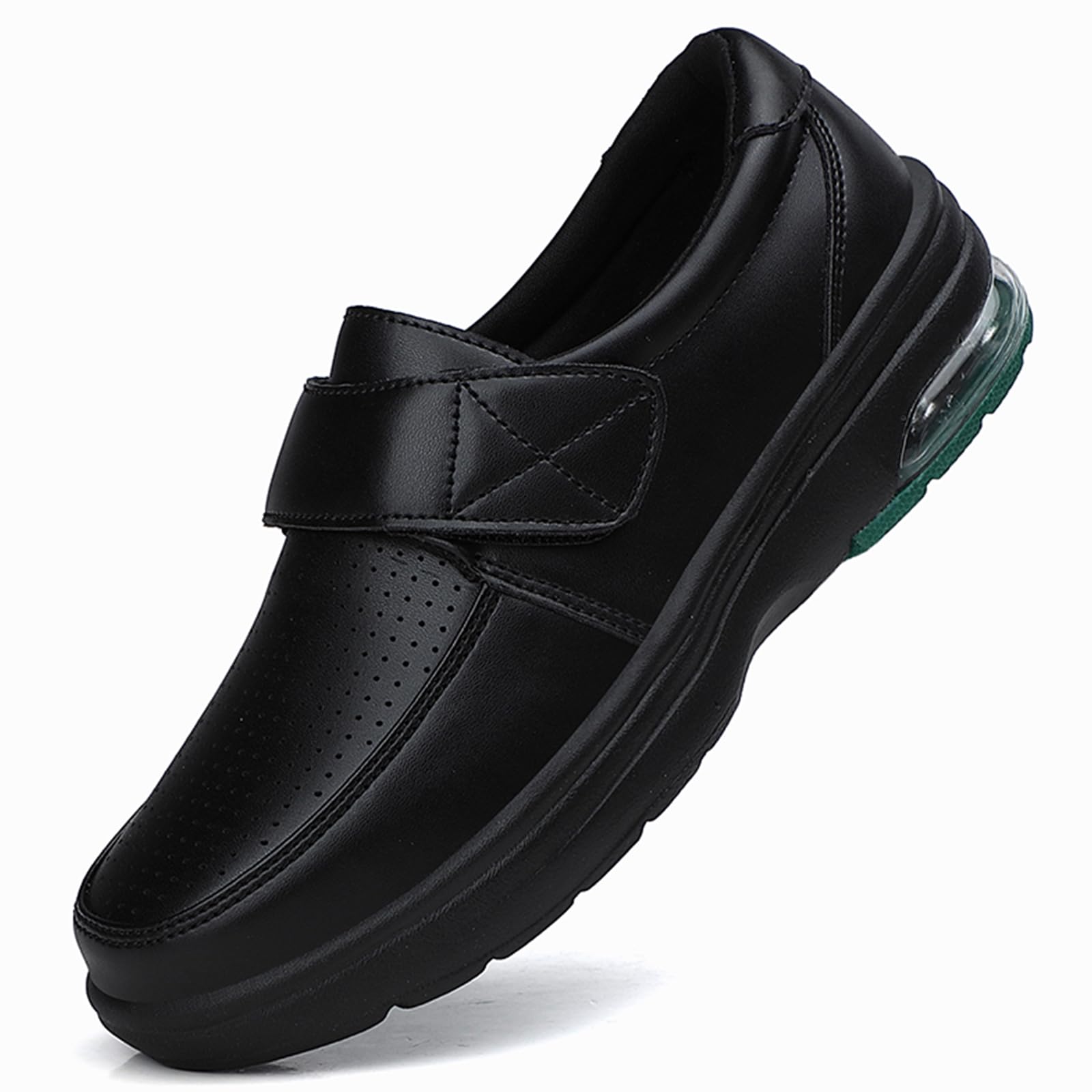 AEHO Scarpe Comode per Camminare, Ortopediche Uomo con Strappo, Impermeabili in Pelle Unisex per Artrite - Nero, 40/250mm