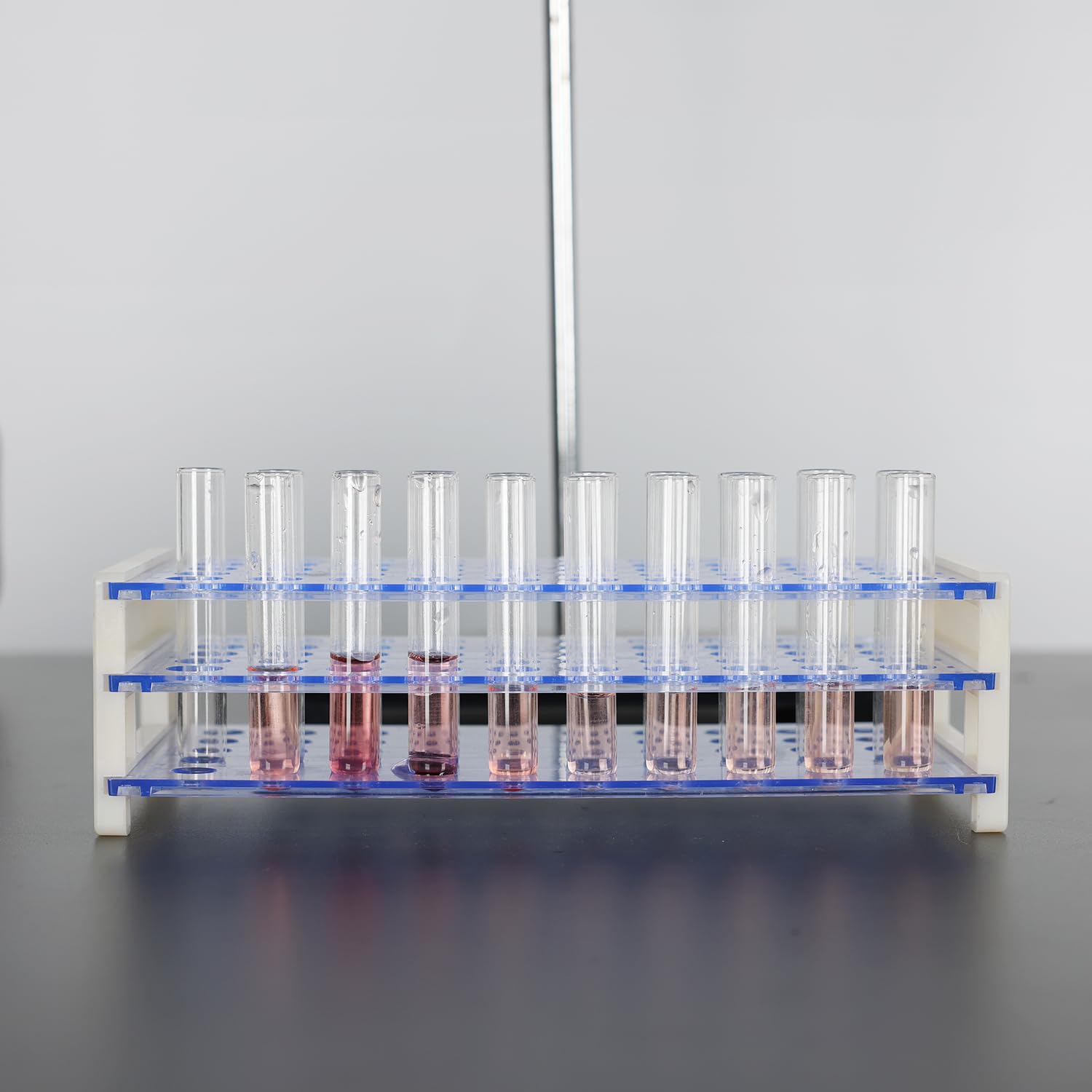 Labasics Rastrelliera per Provette 50 Posti 16 mm Plastica Blu a tre Livelli Rimovibile