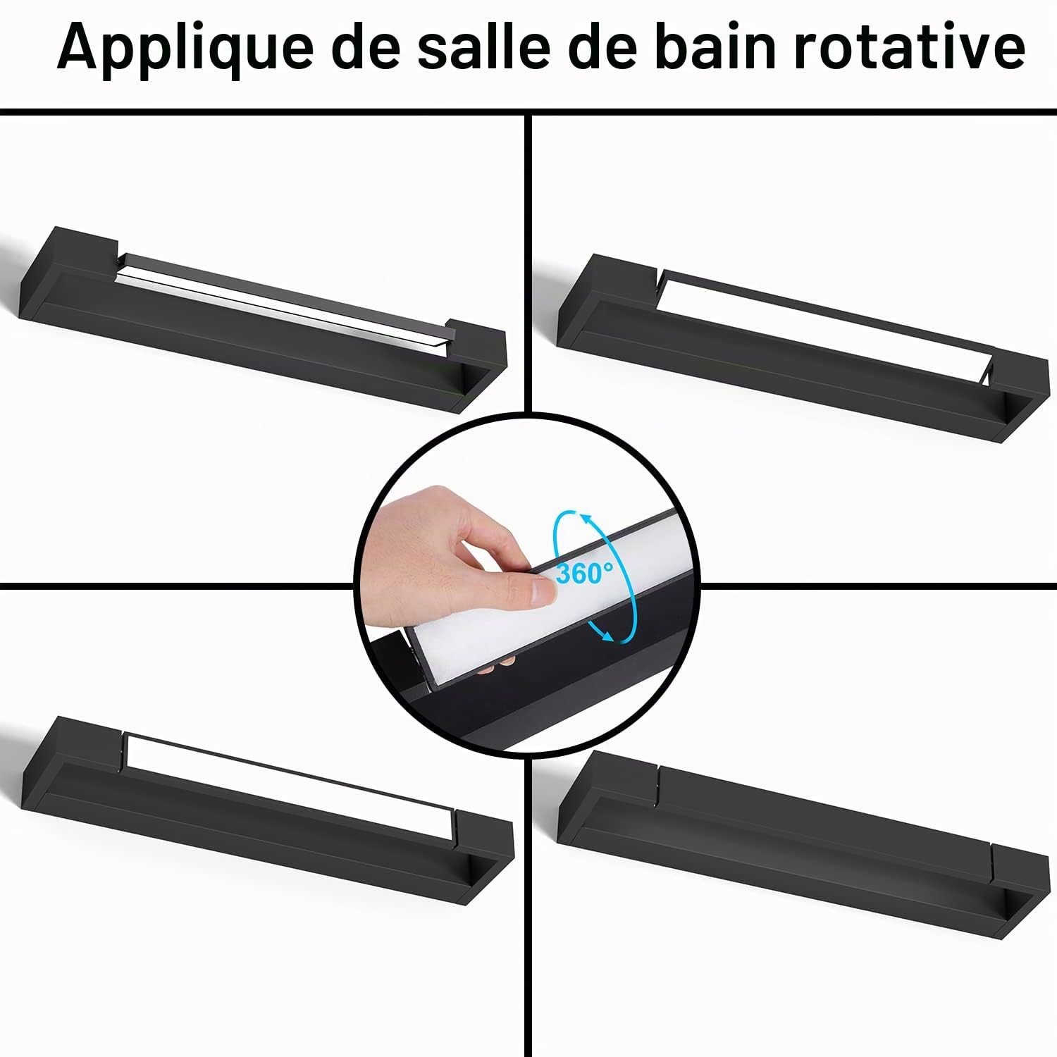 Lampe LED Miroir Salle de Bain 18W 1800LM 5000K 42cm IP44 Étanche Murale 180° Rotatif