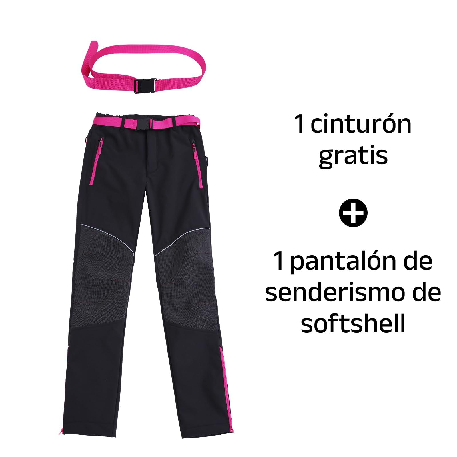 Pantalones de senderismo mujer impermeables elásticos invierno cremalleras contraste