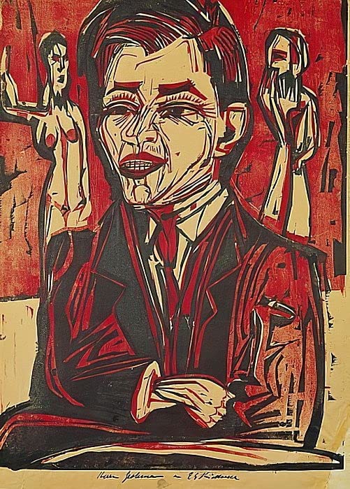 Poster Ernst Ludwig Kirchner 50x70cm autoportrait pour deco salon