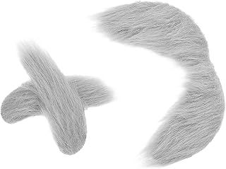 3 個 人工のひげを生やした眉セット 男性のためのコスチュームアクセサリー ノベルティ眉毛 ハロウィーンパーティーの衣装 自己接着 人工の眉毛のひげ 衣装眉毛 ぬいぐるみ繊維 Grey