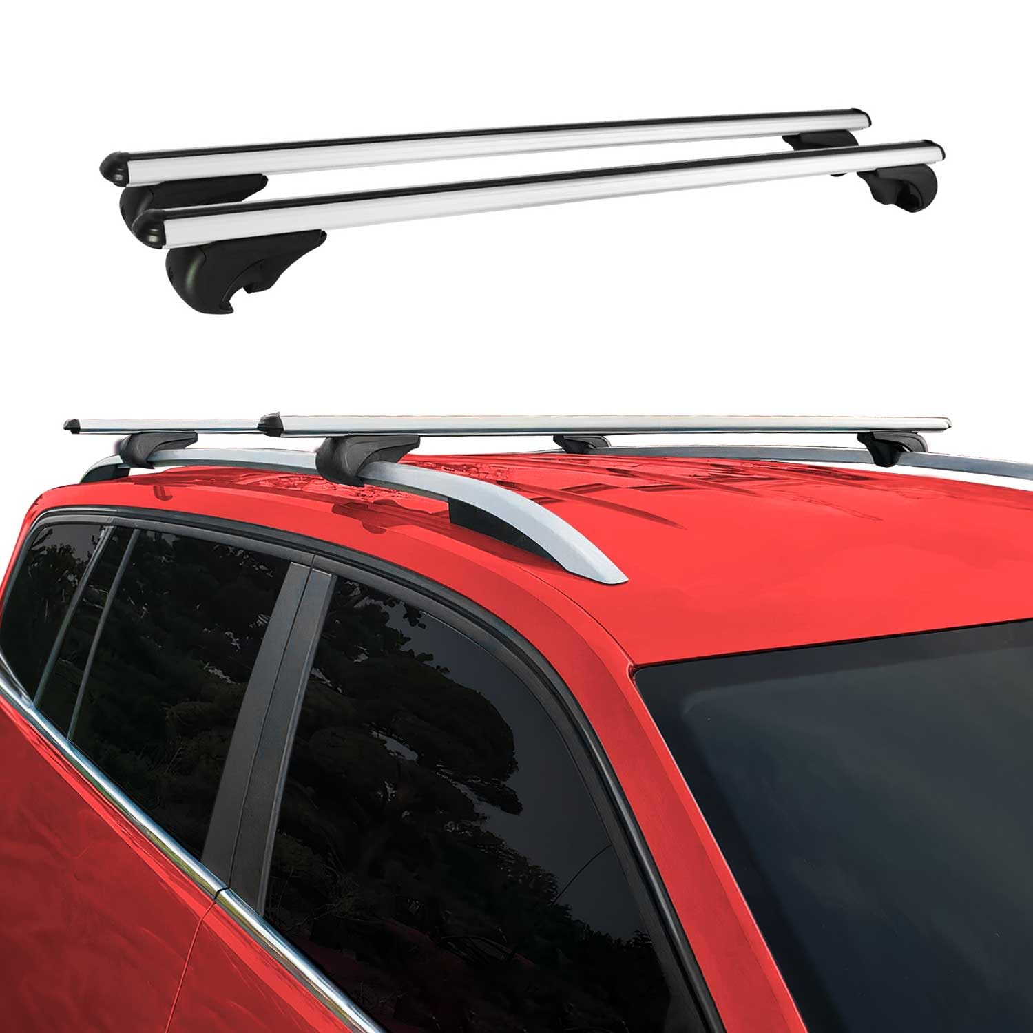 OMAC Aluminium Dachträger Querträger für Mercedes Viano Vito W639 2003-2014 – TÜV/DIN 75302:2019 – Abschließbar – Max. 75 kg – 2 Stangen Silber