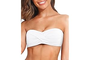 Flattering Swim Fit: Women Twist Bandeau Bikini Top Strapless Swimsuit Top Only