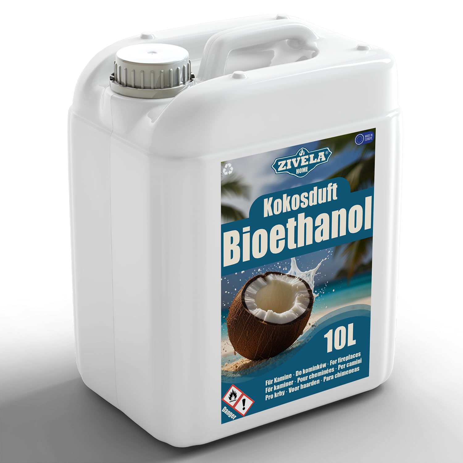 Bioetanol 96,6% 30L | Bio Alcohol Coco Aroma 96,6% 3x10L | Bioetanol para chimenea, chimenea de mesa, chimenea de bioetanol | Bioetanol Coco Aroma | Combustión limpia, sin humo, llama viva