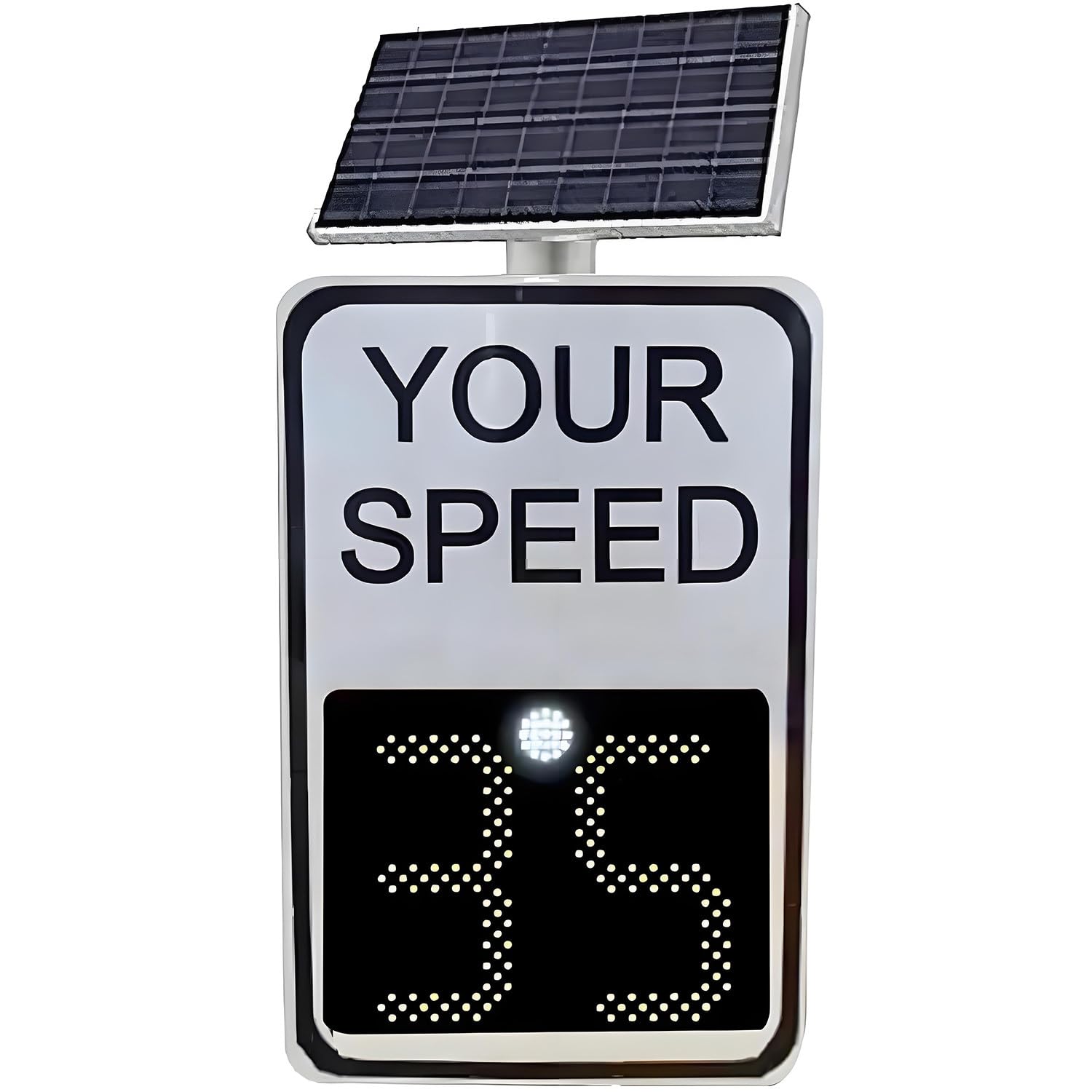 MLYYYDSS Radar Feedback Sign,Solar Powered Your Speed LED Radar Speed Display Sign LED Speed Limit Radar Display, Radar Feedback Sign with Remote Control White-20 x27