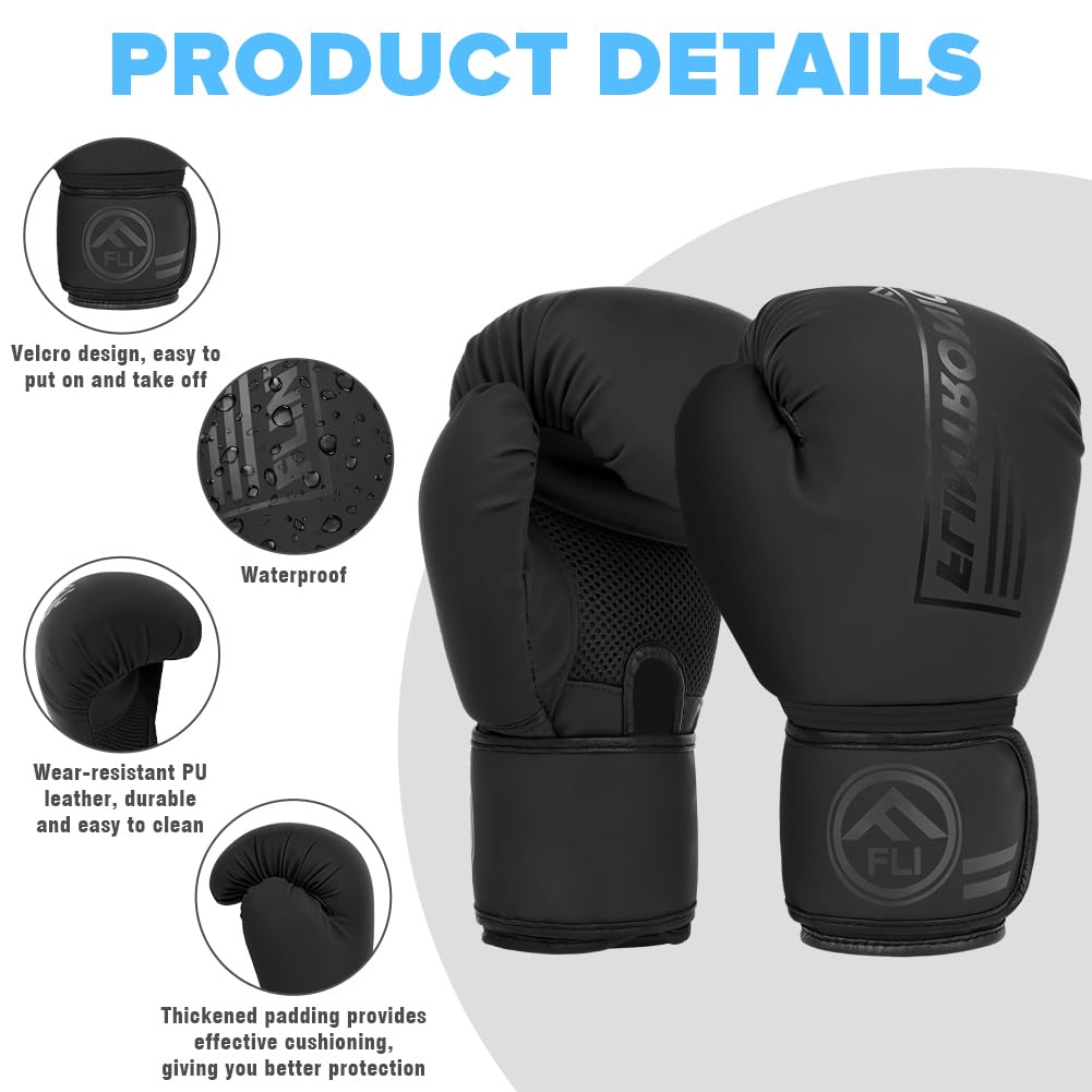 Flintronic Guantoni da Boxe in Pelle, Guantoni Boxe Unisex Adulto per Muay Thai, MMA e Allenamento
