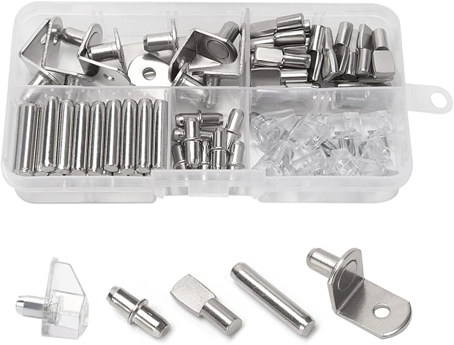 YIXISI 80 PCS 5 Styles Shelf Support Pegs Pins, Stainless Steel Shelf