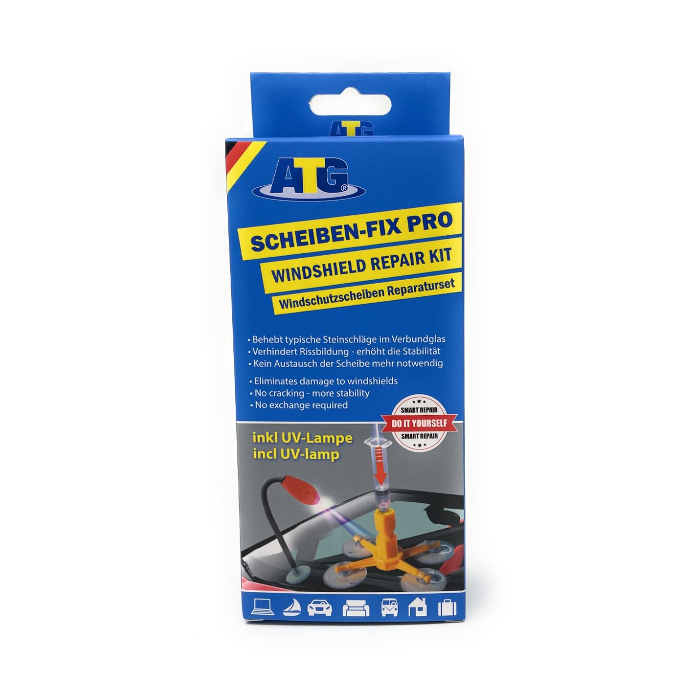 ATG Windshield Repair Kit UV Light Included Crack & Scratch Removal