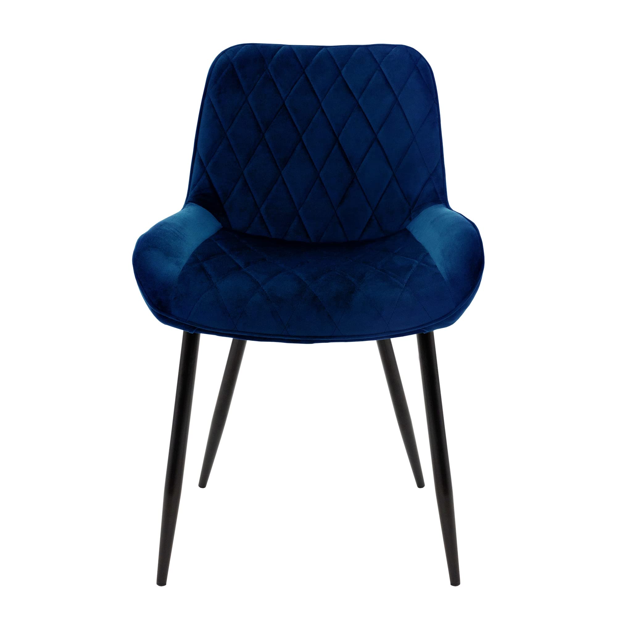 ML-Design Set di 2 Sedie per Sala da Pranzo Blu Scuro con Schienale Sedia Imbottita per Cucina con Rivestimento in Velluto Gambe in Metallo Sedia Salotto Soggiorno Materiale Traspirante e Morbido