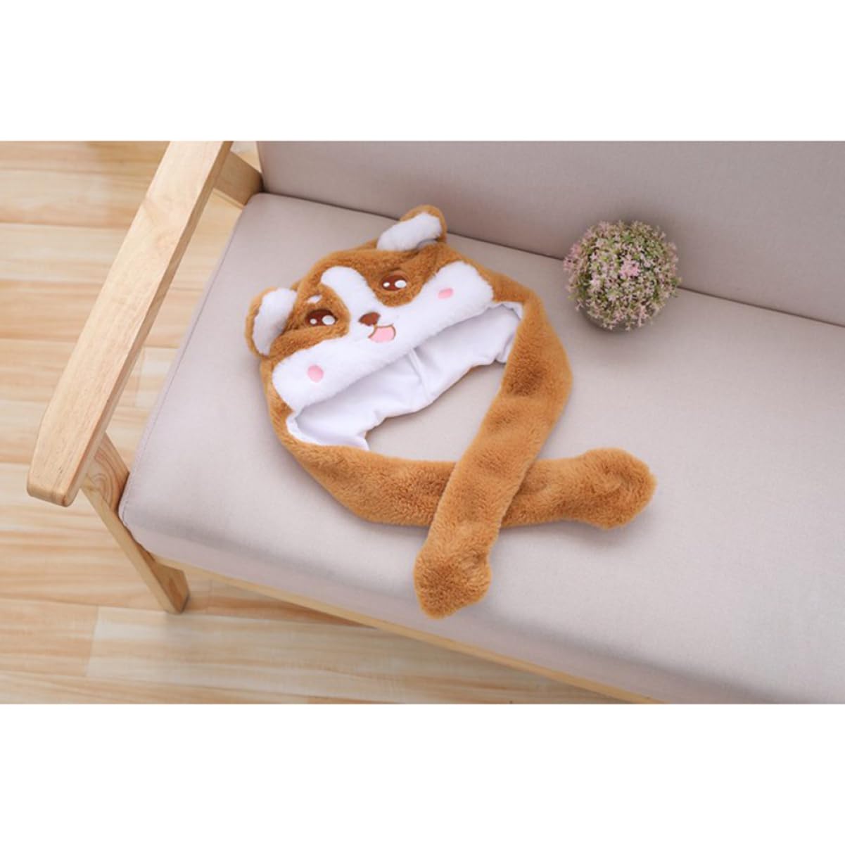 FAVOMOTO Moving Ears Corgie Hat Plush Toy for Family Photo up Ear Hat for Boys and Girls Adults
