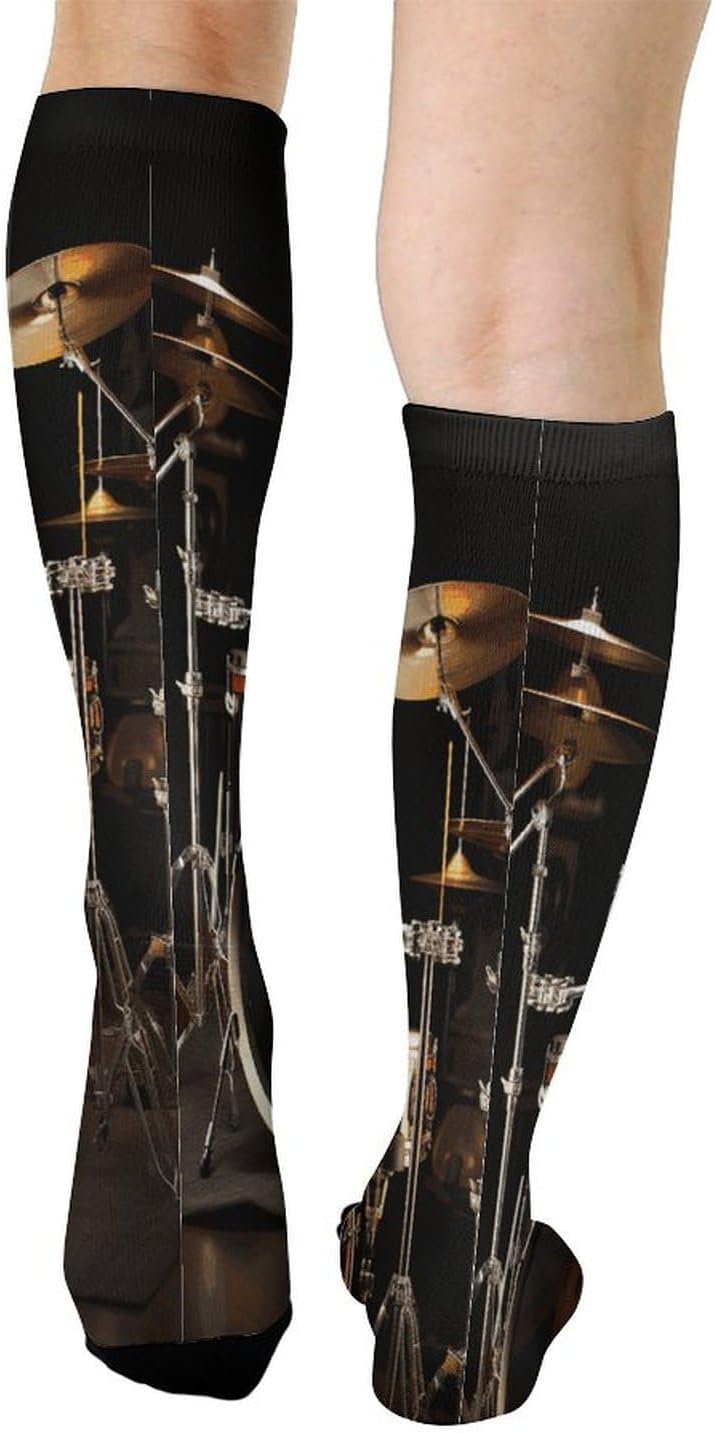 Drum Set Knee High Soccer Socks Moisture Wicking