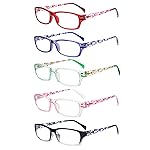 VIDEBLA 5 Pack Computer Reading Glasses Men and Women Anti Eyestrain Blue Light Blocking Glasses for Reading (5 Mix-5, 0.75, multiplier_x)