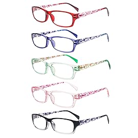 VIDEBLA 5 Pack Computer Reading Glasses Men and Women Anti Eyestrain Blue Light Blocking Glasses for Reading (5 Mix-5, 2.0, multiplier_x)