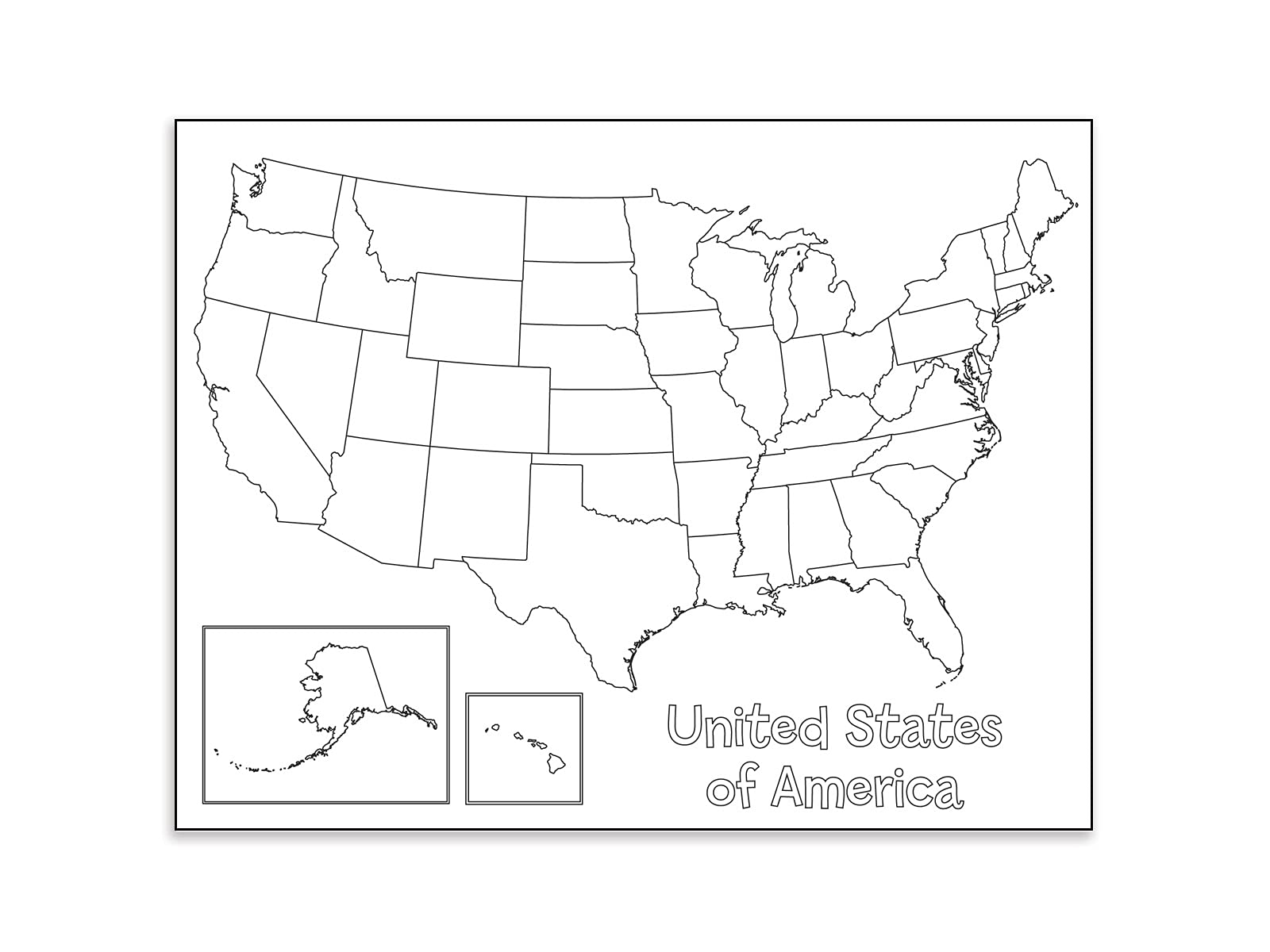 Photo 1 of Hygloss Products Creative Learning Poster - U.S.A. Map - Art Activities for Classroom, Kids’ Camps, Events, Parties & More - Black Design on White Paper - 17” x 22” - 24 Posters per Pack,30147 USA Map