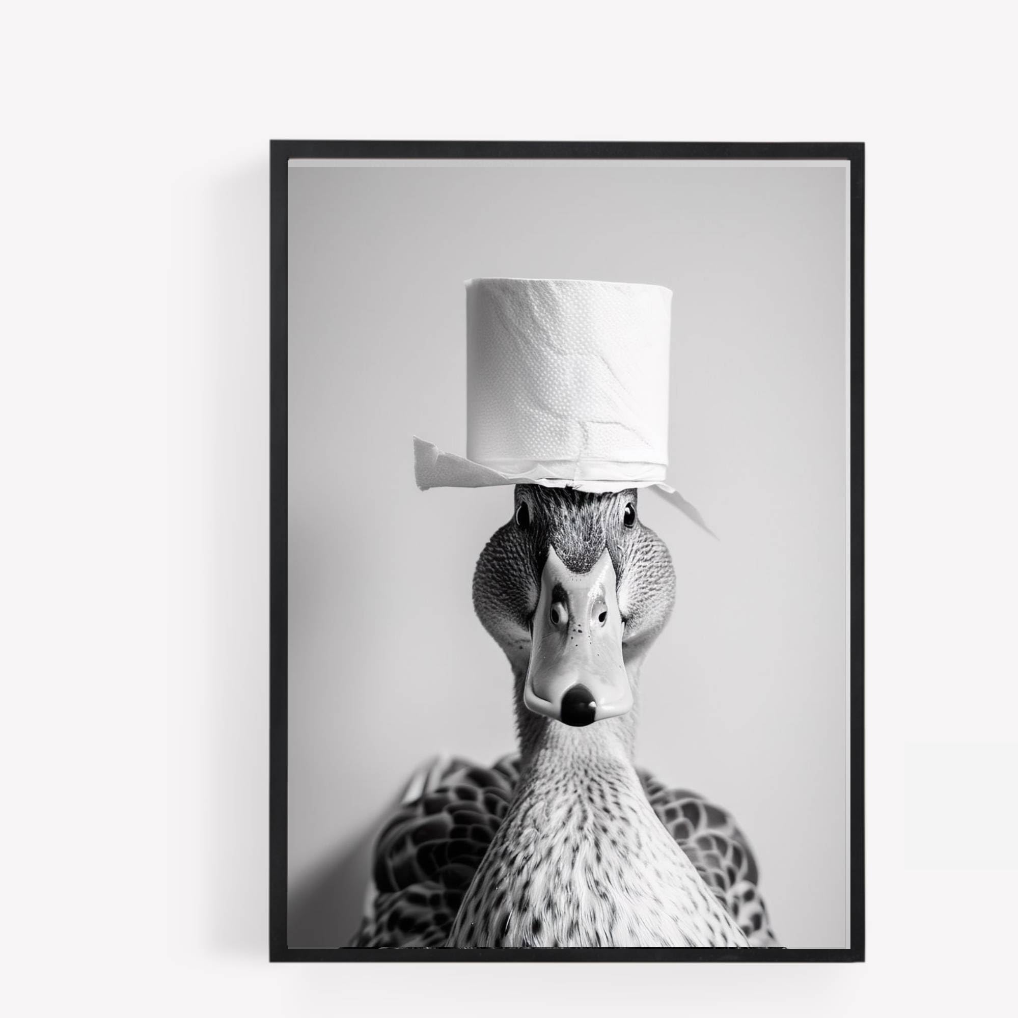gfc duck with toilet roll on head Funny Bathroom Toilet animal Print Picture Poster A4 UNFRAMED wall art Home decor Decorating