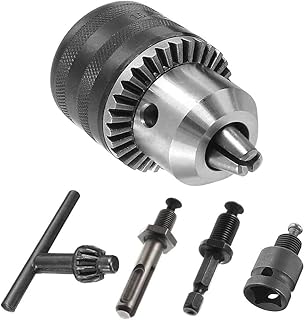 Mesee 1.5-13mm Capacity Quick Change Drill Chuck Adapter Converter 1/2-20UNF Impact Chuck Conversion Tool Kit with Chuck Key, 1/4" Quick Change Hex Shank, SDS Plus Shank and 1/2" Square Female Adaptor