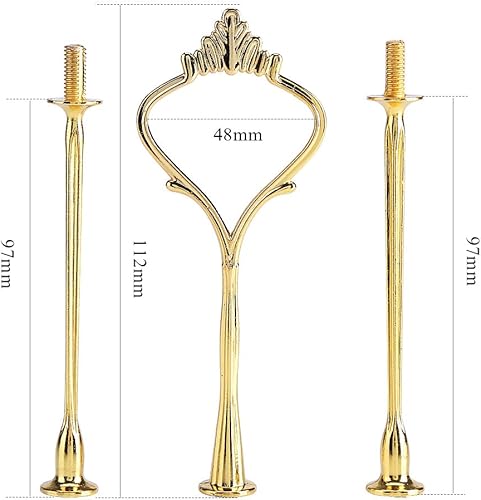 Miniatura 4 de Soporte de pastel escalonado para tartas, mango de fruta, accesorios de hardware para fiesta de boda (corona de 3 niveles, dorado)