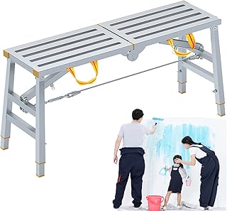 Folding Scaffolding Equipment, Adjustable Height Work Platform, Steel Scaffolding Equipment Tools for Home Improvement Cleaning Windows (140cm)