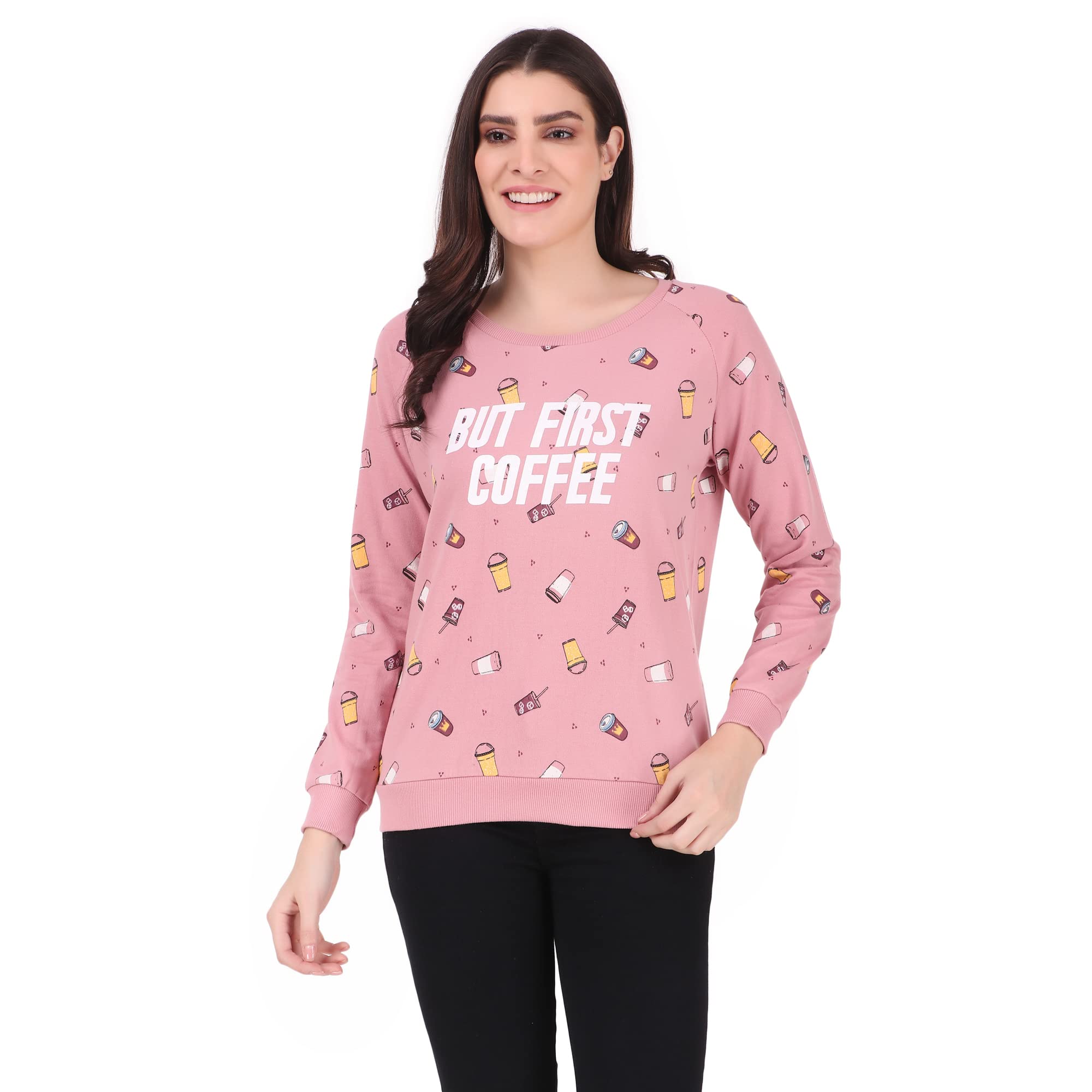 stories.label Cotton Sweatshirt for Women in 300 GSM Fabric with Ribbed Details Includes Plus Sizes (S-5XL)-picture-12