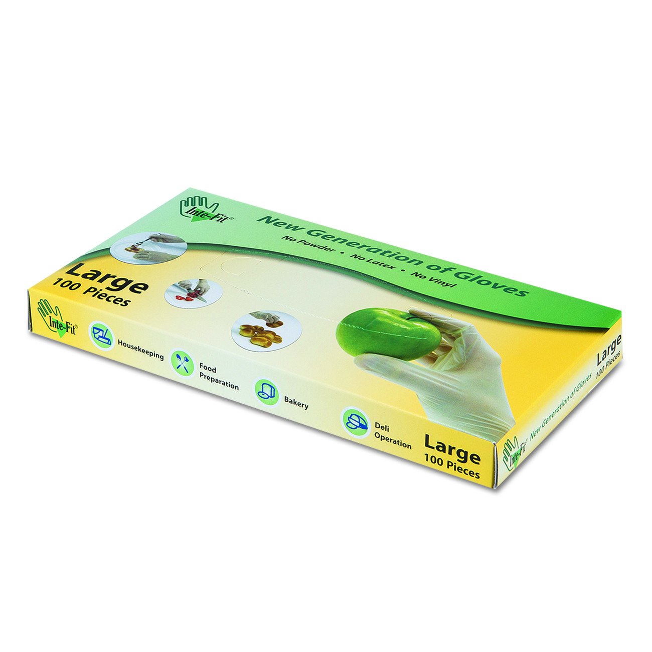 Inteplast Group HYBF003 Inte-Fit Hybrid Glove, Powder-Free, Large, 1-1/2mil Thickness, LDPE, Clear, LDPE (Pack of 1000)