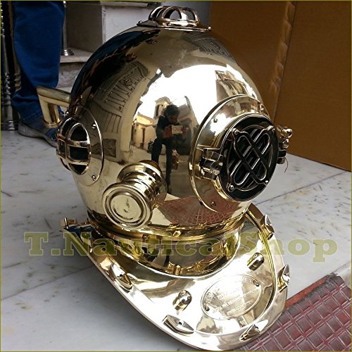 Mahira Nautical Antique Brass Diving Divers Helmet Full Size 18'' Vintage Nautical Decor Helmet B