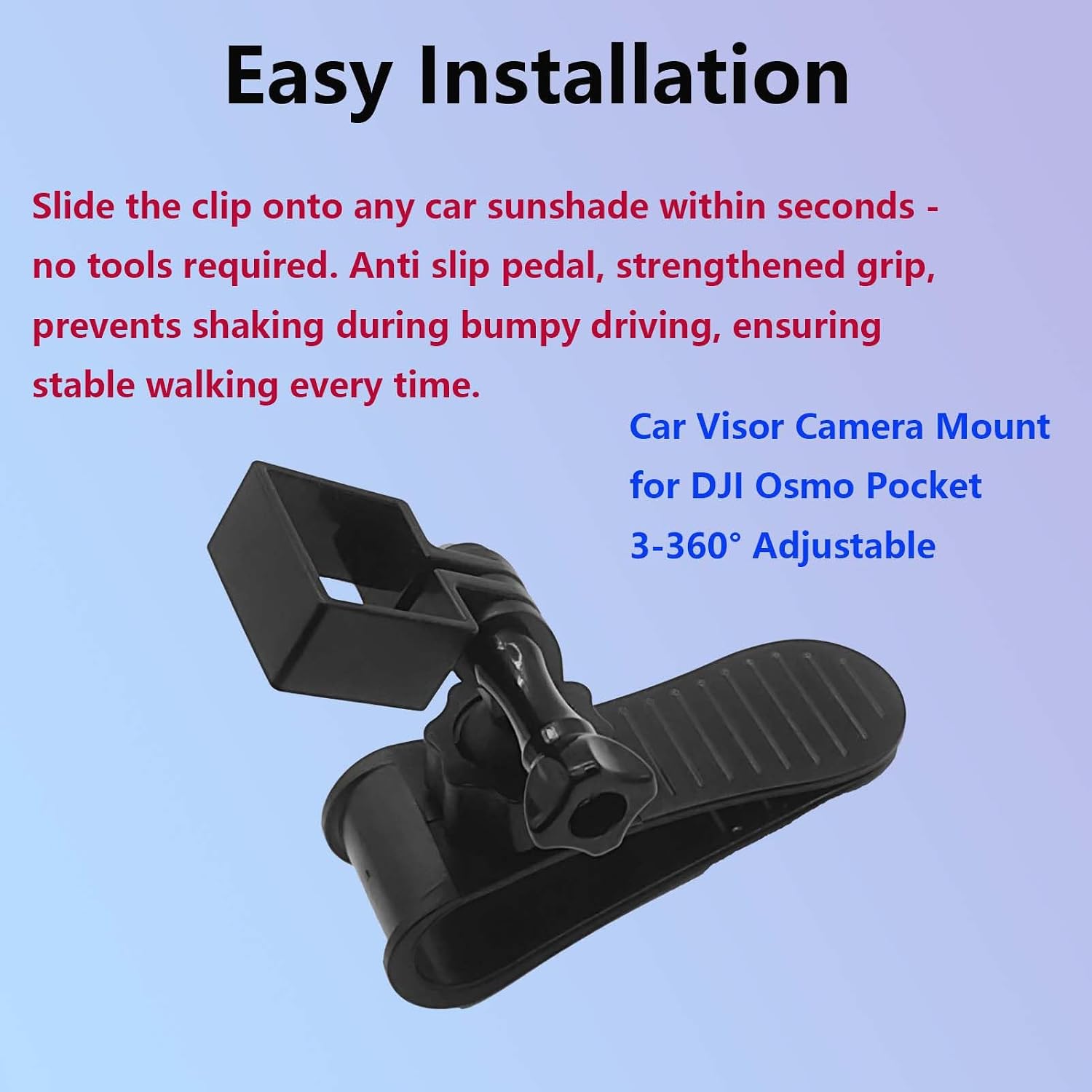 360° Adjustable Car Visor Camera Mount for Insta360 X5/X4/X3/X2 for DJI Osmo Pocket 3 – Dashboard Vlog Kit for Driving POV Videos, Travel Vlogging & Road Recording