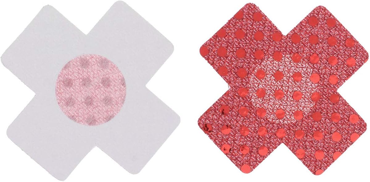 YiZYiF 20Pcs X Cross Breast Petals Nipple Cover Disposable Self-Adhesive Colorful Satin Breast Pasties Stickers Red One Size at  Women’s Clothing store