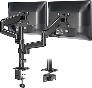 MOUNTUP Dual Monitor Mount, Height Adjustable Gas Spring Monitor Arm Desk Mount for 2 Computer Screens up to 32 Inch, Double Monitor Stand Each Holds 4.4-17.6 lbs, Fits VESA 75x75mm & 100x100mm MU0026