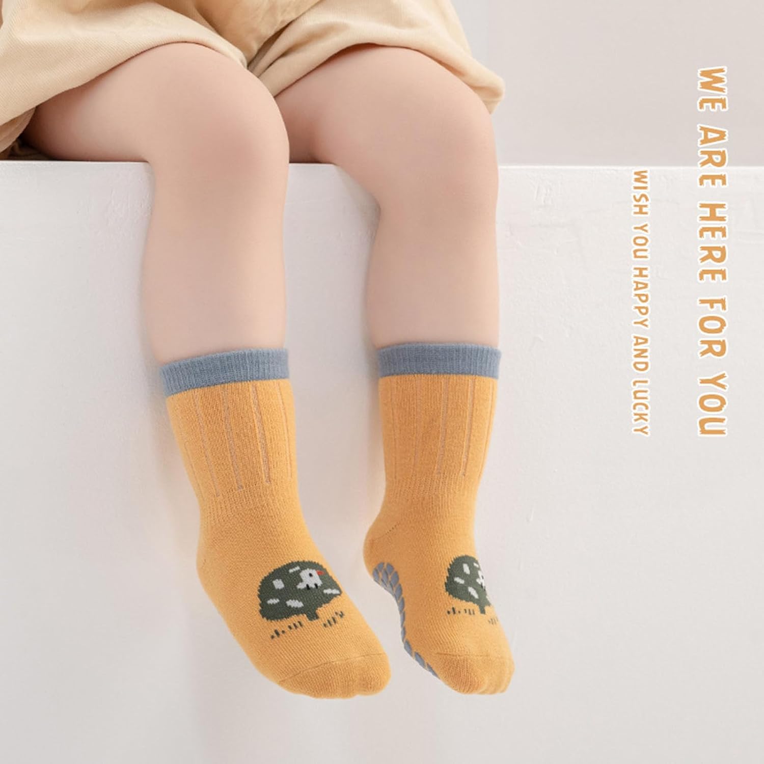 Toddler Non Slip Grips Socks Kids Anti Skid Baby Boys Girls Cotton Crew Socks Newborn Baby Infant Socks