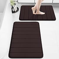 Vista 36 de Buganda Juego de 2 tapetes de baño de espuma viscoelástica y tapete para inodoro en forma de U, lavable a máquina, suave, antideslizante, Negro