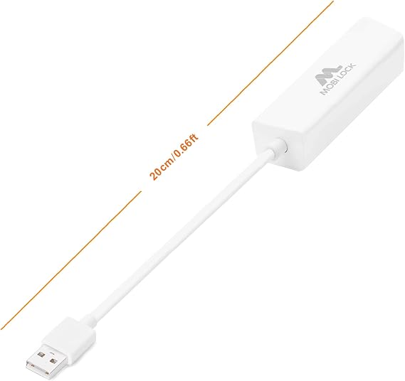 USB-A to Ethernet LAN Network Adapter for Laptops & PCs, Windows & Mac OS