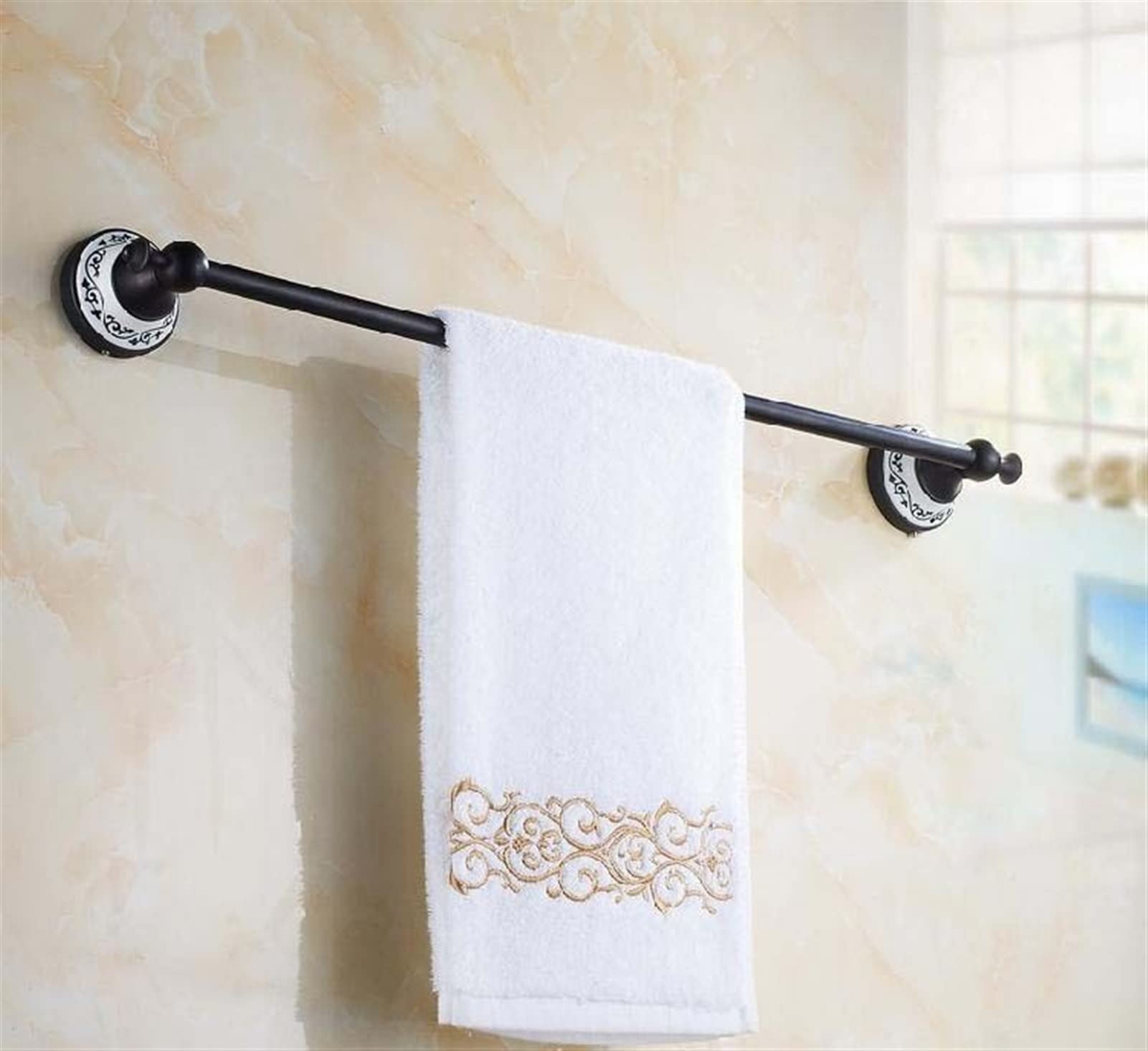 Marca 63cm Barra de Toalla Antigua Negra, Soporte de Toallas Barra de Toalla
