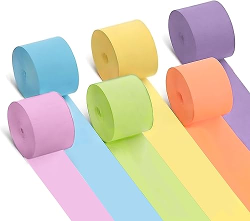 Vista 167 de 8 rollos de serpentinas moradas, paquete de 656 pies de papel crepé morado con blanco para decoraciones de fiestas, decoraciones de cumpleaños