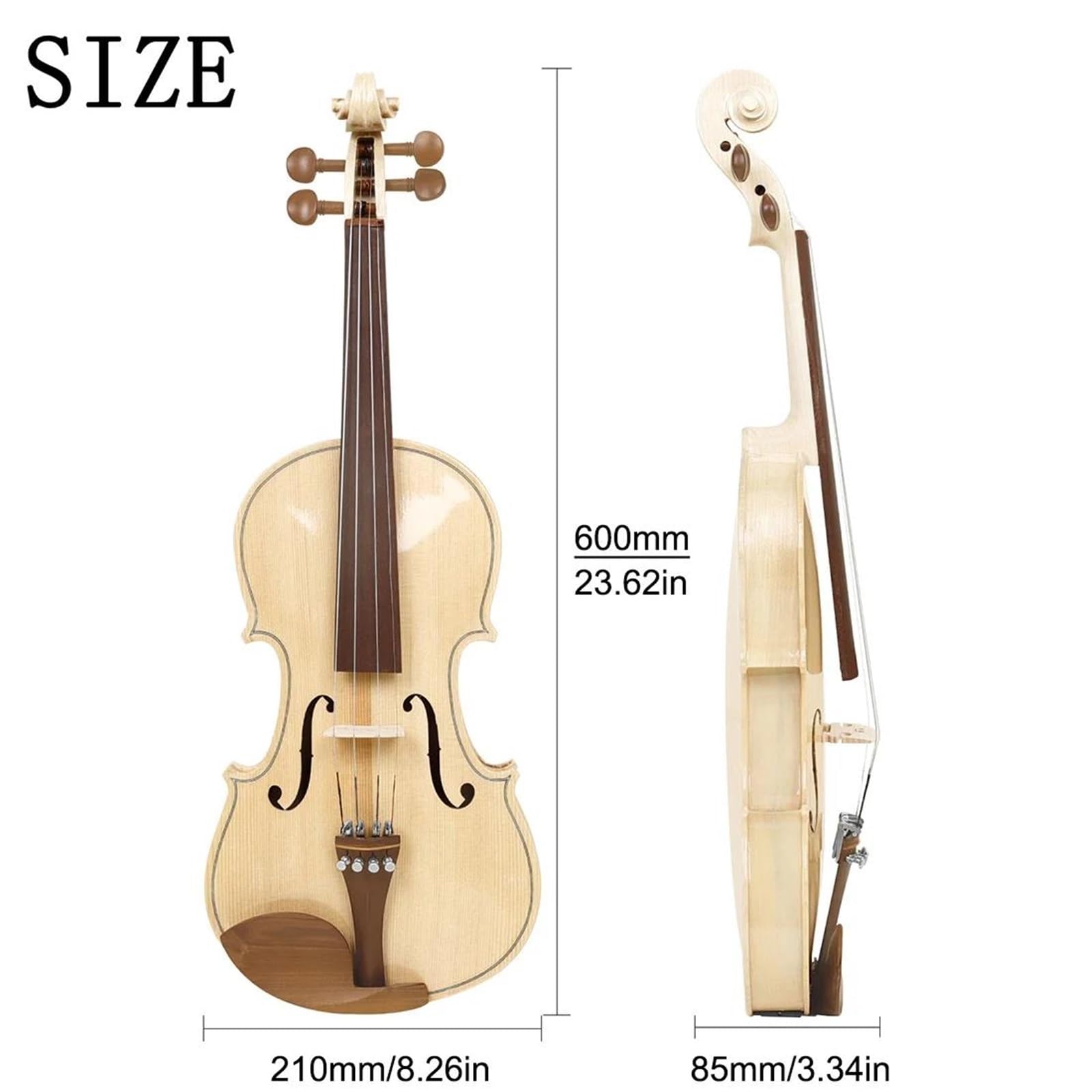 Violino 4/4 A Grandezza Naturale In Legno Di Abete Rosso/violino Acustico In Legno Massello Per Principiante Con Custodia E Arco Per (Wood)