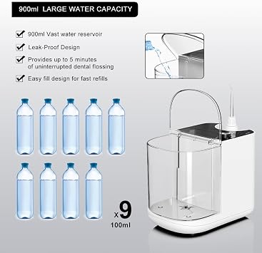 Upgraded Version 900ML Large Capacity Countertop Water Flosser, Aquarius Water Flosser Professional with UV Sanitizer Light, Oral Irrigator for Teeth, Gums, Braces, Dental Care