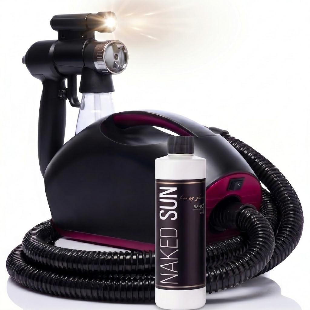 Naked Sun Fascination FX Spray Tan Machine with Honey Glow Rapid Develop Violet Tanning Solution - 8 oz Bundle (2 Items)