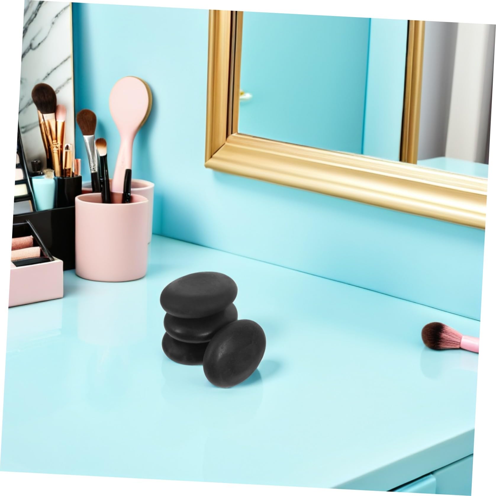 Piedras de Masaje Calientes de Basalto Natural 4 Piezas 9x7 Cm Negras para Masaje Corporal, Pies y Cuello, Kit para Spa y Aromaterapia en Casa y Salón