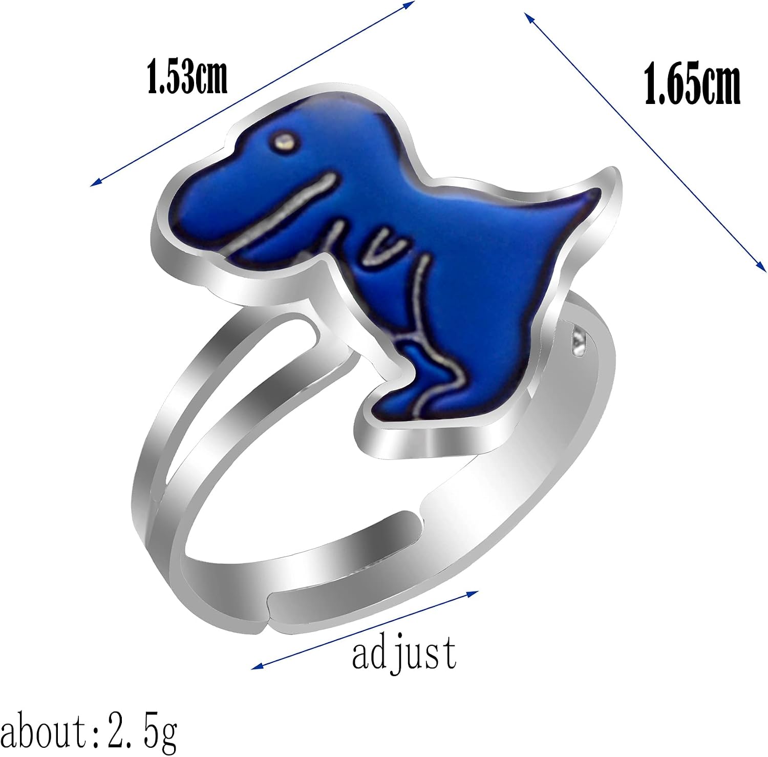 2Pcs Adjustable Mood Rings Cute Cartoon Butterfly Turtle Color Changing Dinosaur Emotion Feeling Finger Rings for Women Gifts image 4