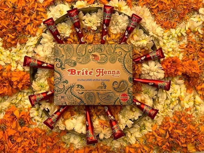 Lalchand & sons Brite Heena cone /Mehendi cone/Pack of 12 cones/ For Hands & Feet / 100% Natural Pure/-image-44