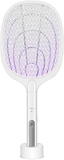 Domary Lâmpada mata-mosquitos inteligente e mata-mosquitos eletrônico 2-em-1 choque elétrico de mão mata-mosquitos recarregável morcego mata-mosquitos