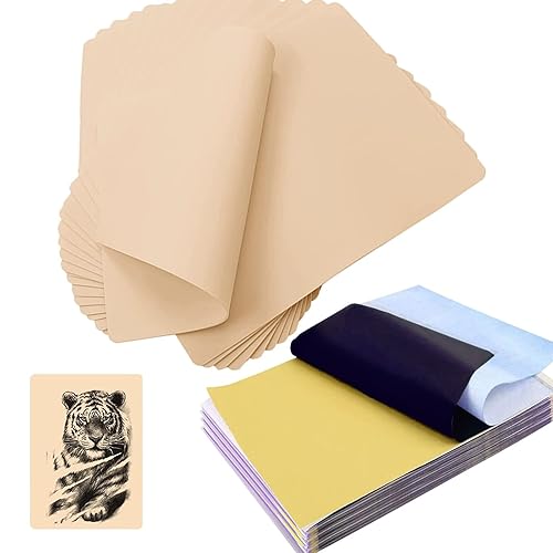 Miniatura 1 de Yuelong El kit de 30 piezas de papel de transferencia y piel de práctica de tatuaje en blanco incluye 10 piezas de piel falsa de tatuaje y 20 piezas