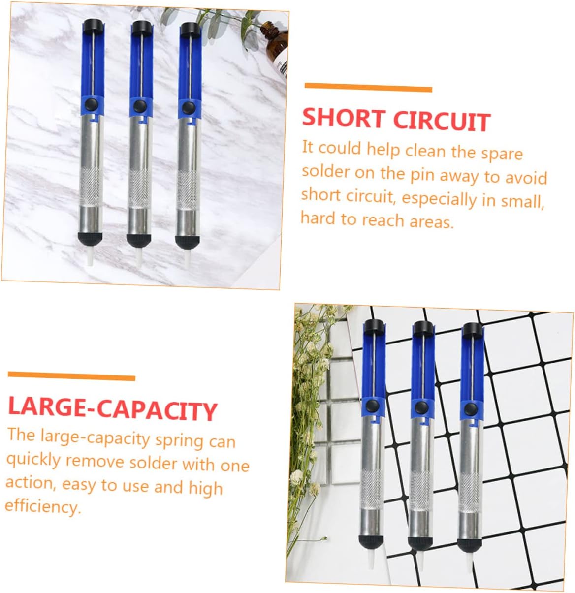 10pcs Solder Sucker Desoldering Pump Kit Manual High Suction Removal Tool for Efficient Solder Removal Circuit Boards Easy One-handed Use Design