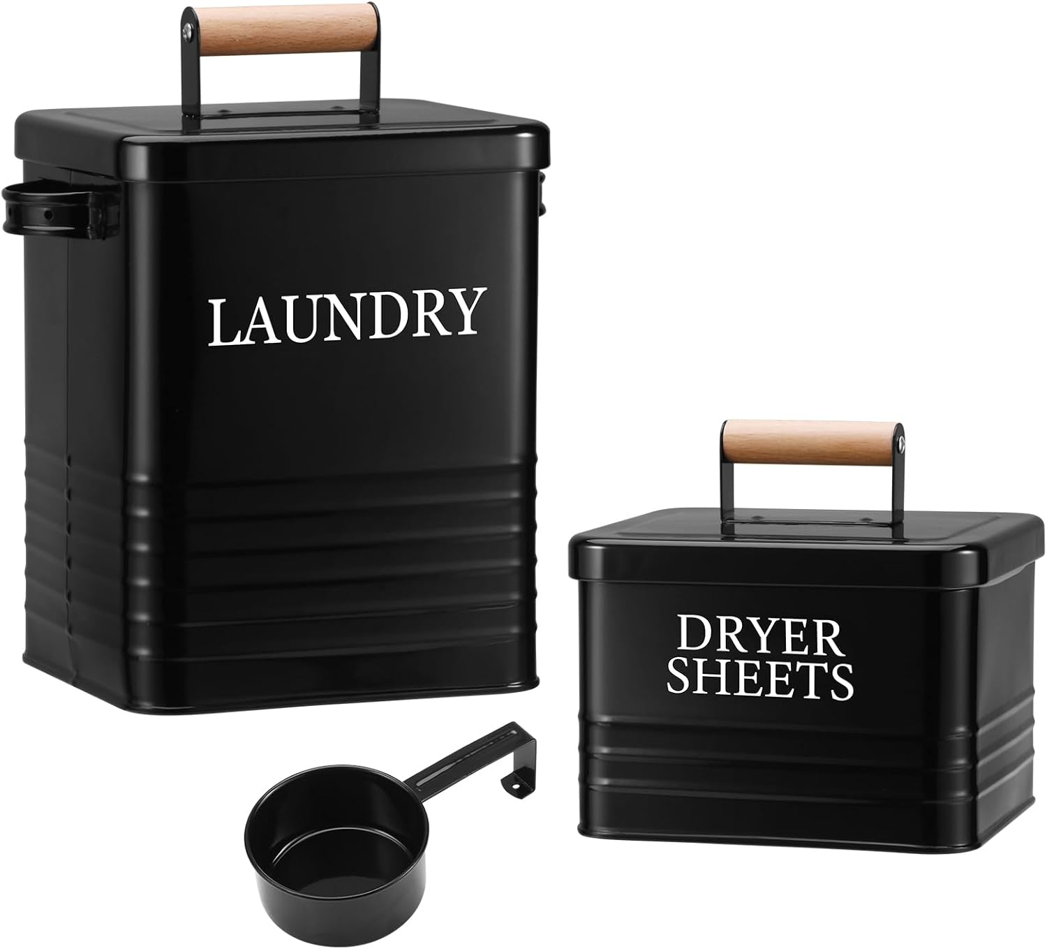 Metal Laundry Powder Container with Dryer Sheet Holder